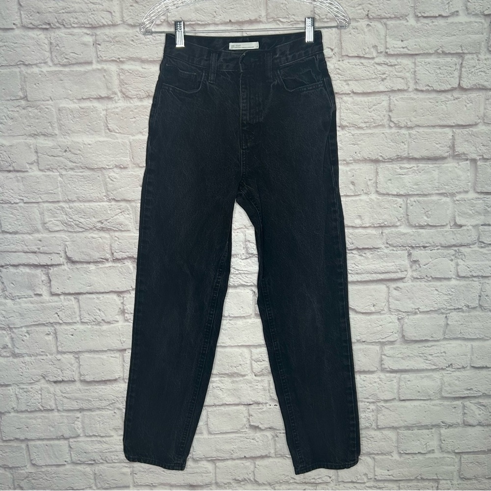 OAK + FORT High Rise Black Wash Straight Leg Jeans - Picture 5 of 15